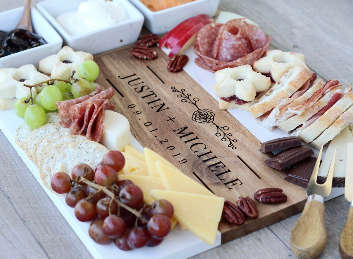 Marble and Wood Charcuterie Board Set