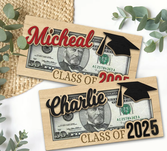 2025 Wooden Graduation Money Holder