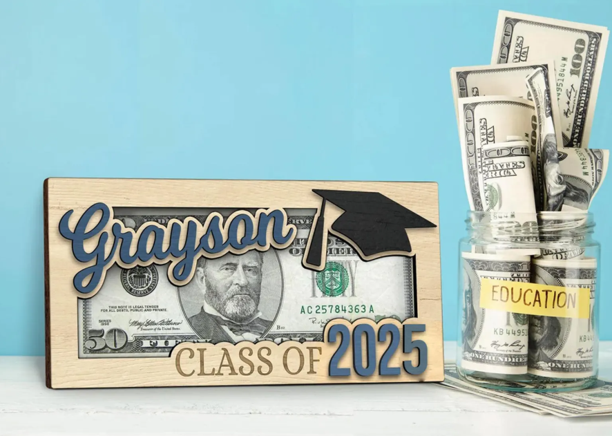 2025 Wooden Graduation Money Holder