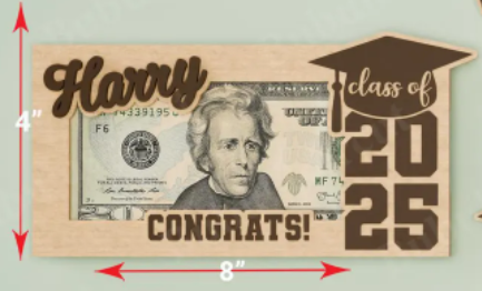 2025 Wooden Graduation Money Holder