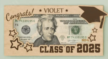 2025 Wooden Graduation Money Holder