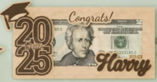 2025 Wooden Graduation Money Holder