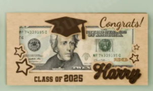 2025 Wooden Graduation Money Holder