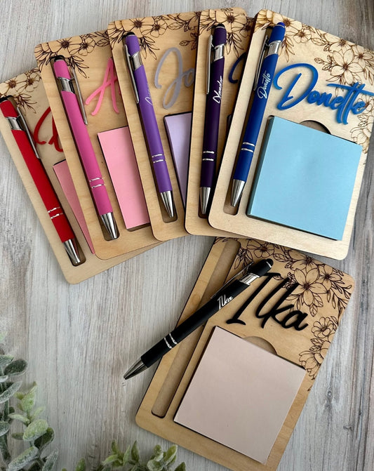 Sticky Note Holder with Custom Engraved Stylus Pen