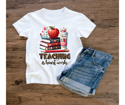 “Teaching is Heart Work” Floral Graphic Tee